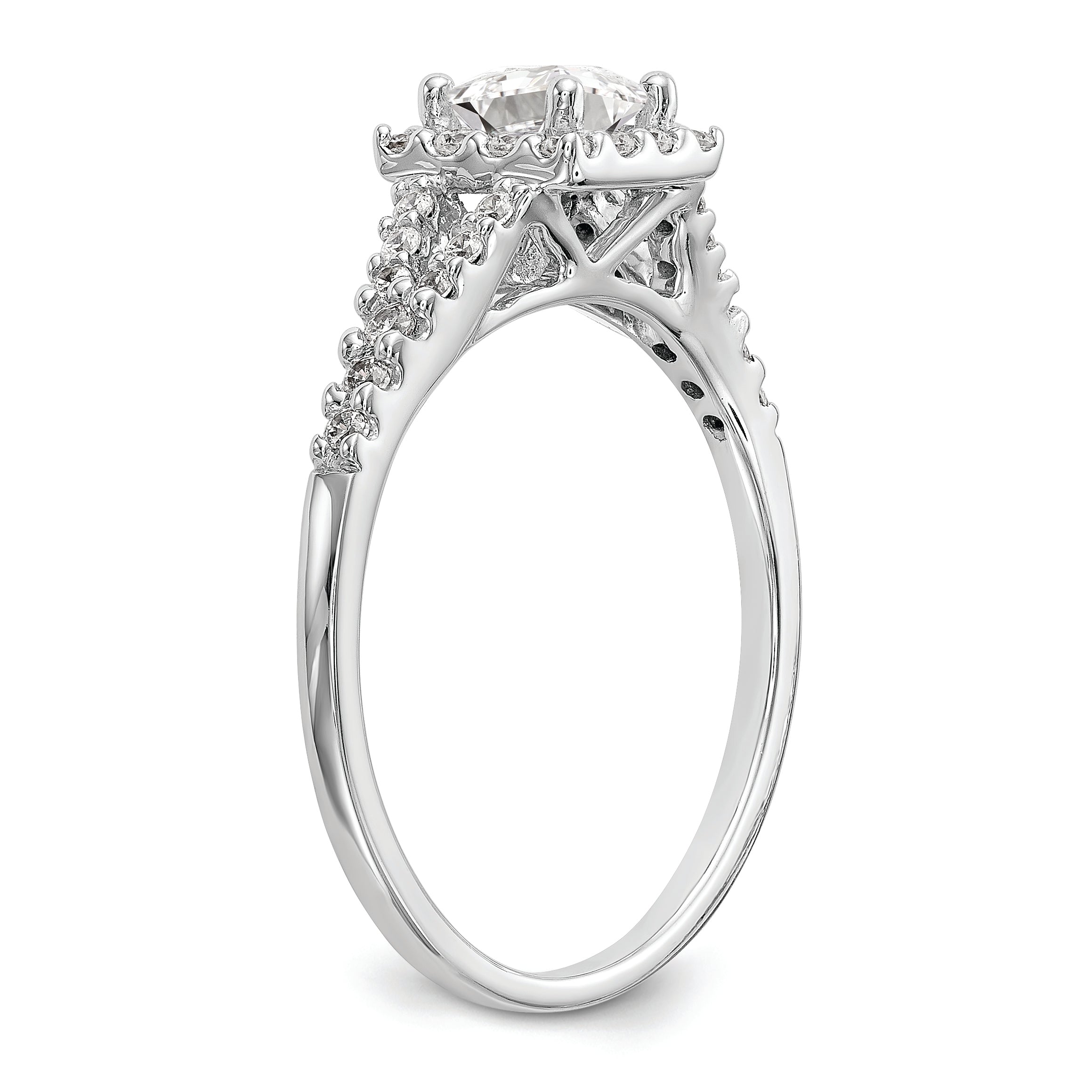 14K White Gold Halo Plus (Holds 1/3 carat (4.00mm) Princess Center) 1/4 carat Diamond Semi-Mount Engagement Ring