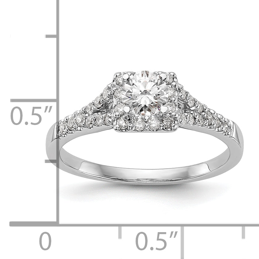 14K White Gold Halo Plus (Holds 1/3 carat (4.00mm) Princess Center) 1/4 carat Diamond Semi-Mount Engagement Ring