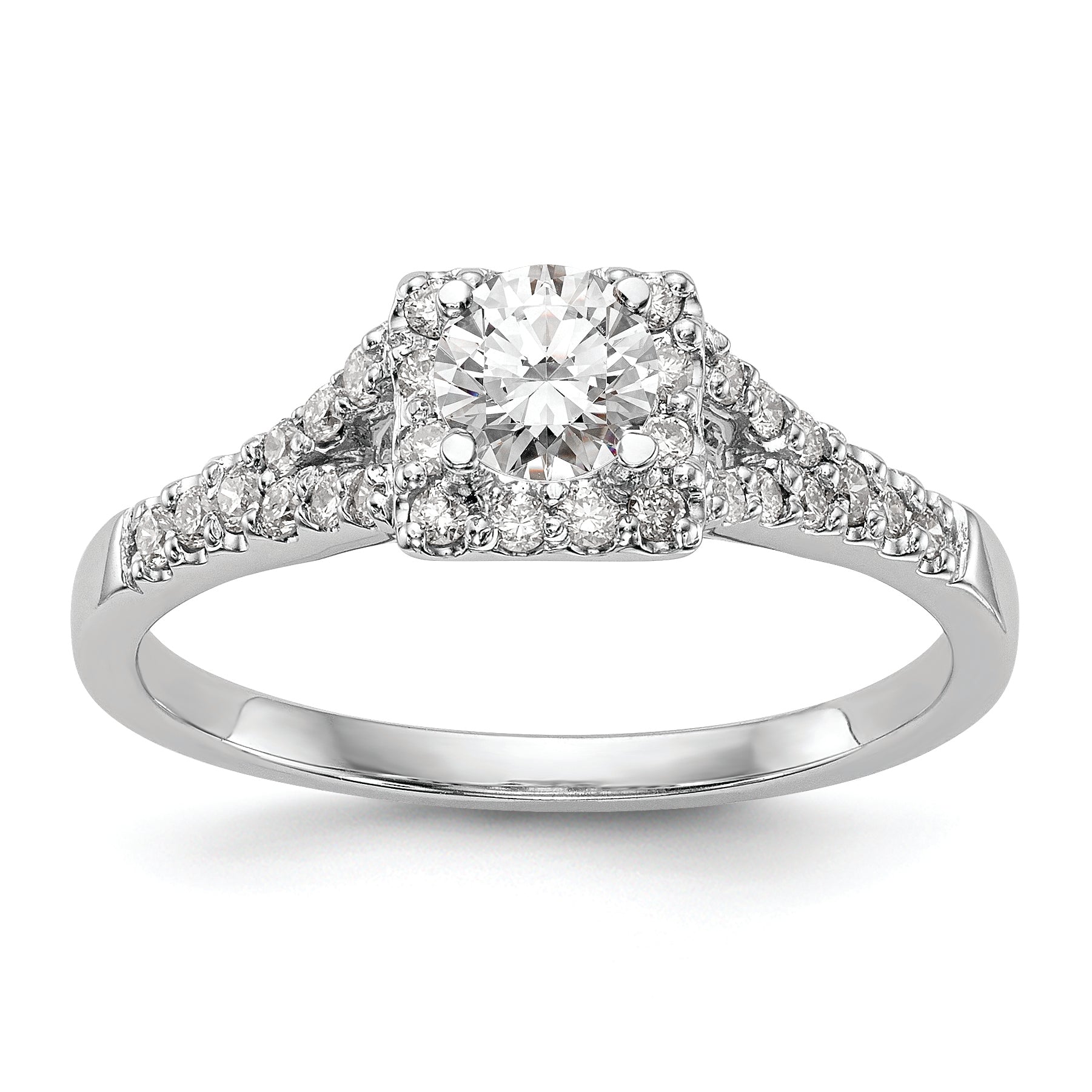 14K White Gold Halo Plus (Holds 1/3 carat (4.00mm) Princess Center) 1/4 carat Diamond Semi-Mount Engagement Ring