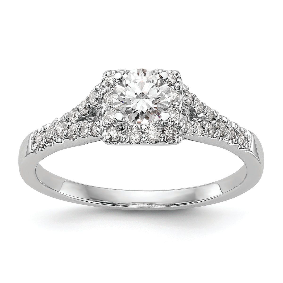 14K White Gold Halo Plus (Holds 1/3 carat (4.00mm) Princess Center) 1/4 carat Diamond Semi-Mount Engagement Ring