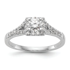 14K White Gold Halo Plus (Holds 1/3 carat (4.00mm) Princess Center) 1/4 carat Diamond Semi-Mount Engagement Ring