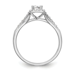 14K White Gold Diamond Princess Semi-Mount Square Halo Engagement Ring