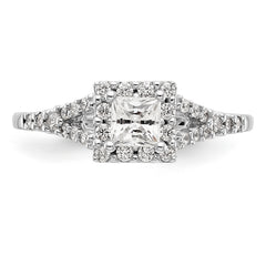 14K White Gold Diamond Princess Semi-Mount Square Halo Engagement Ring