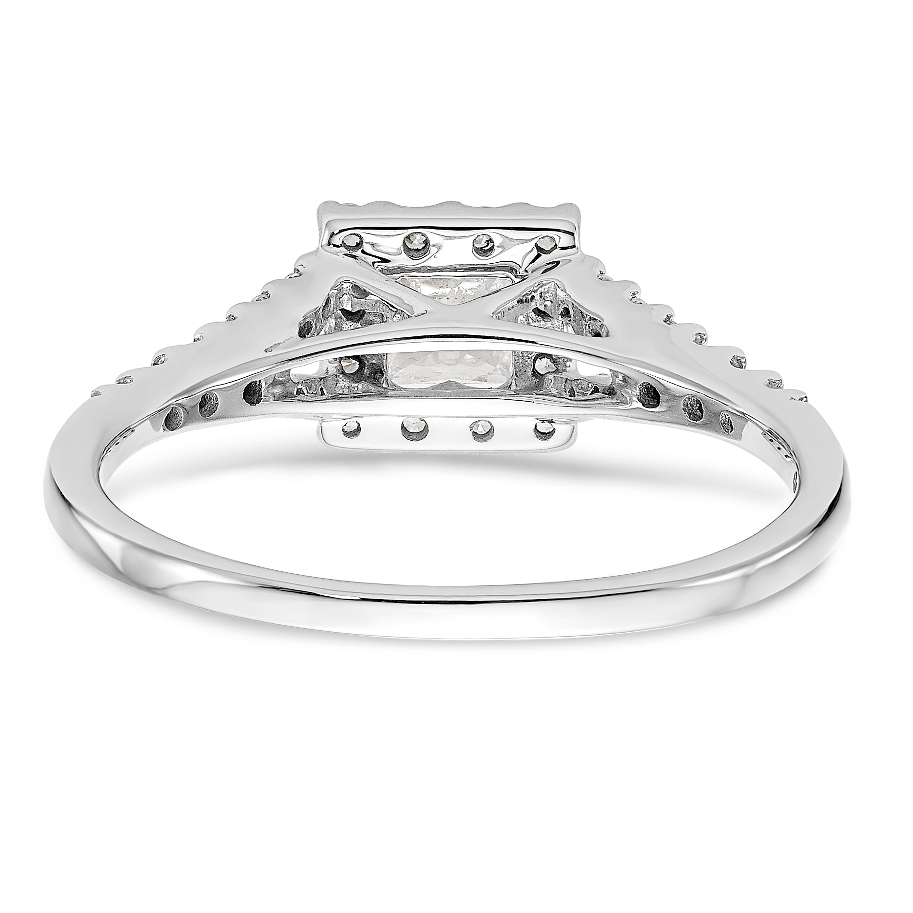 14K White Gold Diamond Princess Semi-Mount Square Halo Engagement Ring