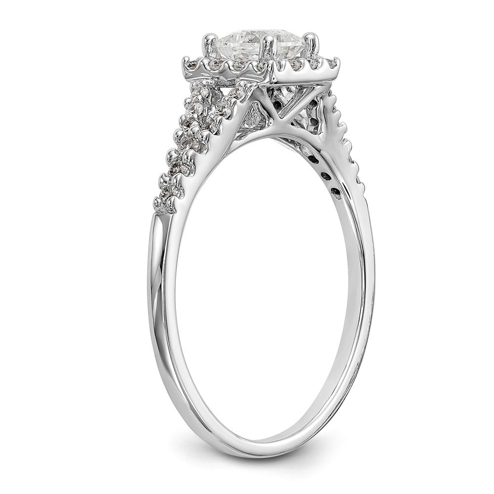 14K White Gold Diamond Princess Semi-Mount Square Halo Engagement Ring