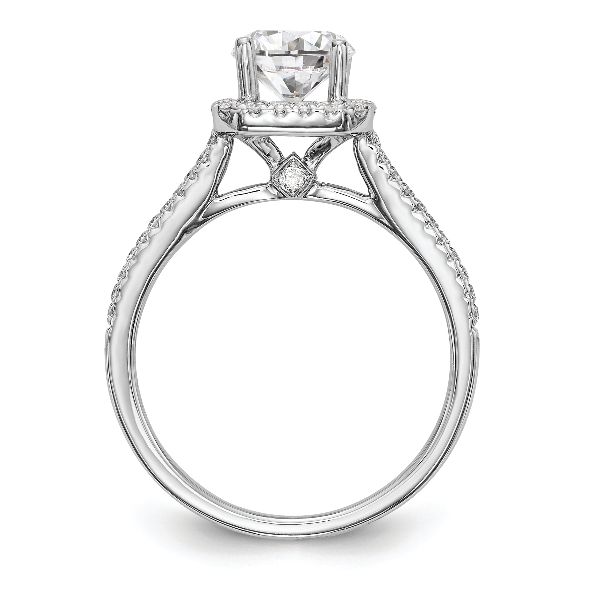 14K White Gold Halo Plus (Holds 1.25 carat (6.00mm) Cushion Center) 1/3 carat Diamond Semi-Mount Engagement Ring