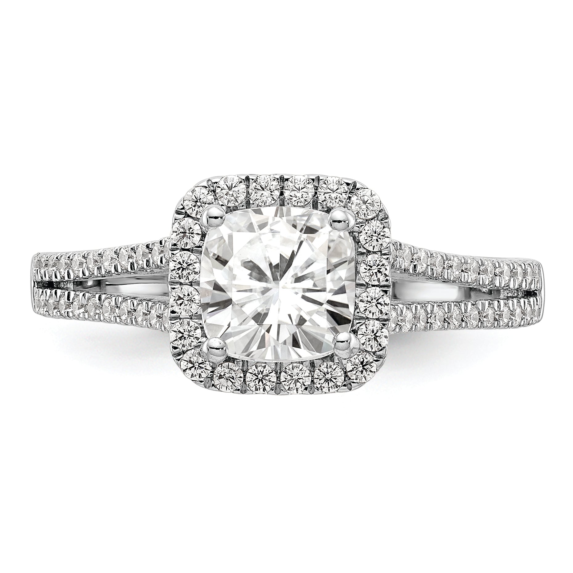 14K White Gold Halo Plus (Holds 1.25 carat (6.00mm) Cushion Center) 1/3 carat Diamond Semi-Mount Engagement Ring