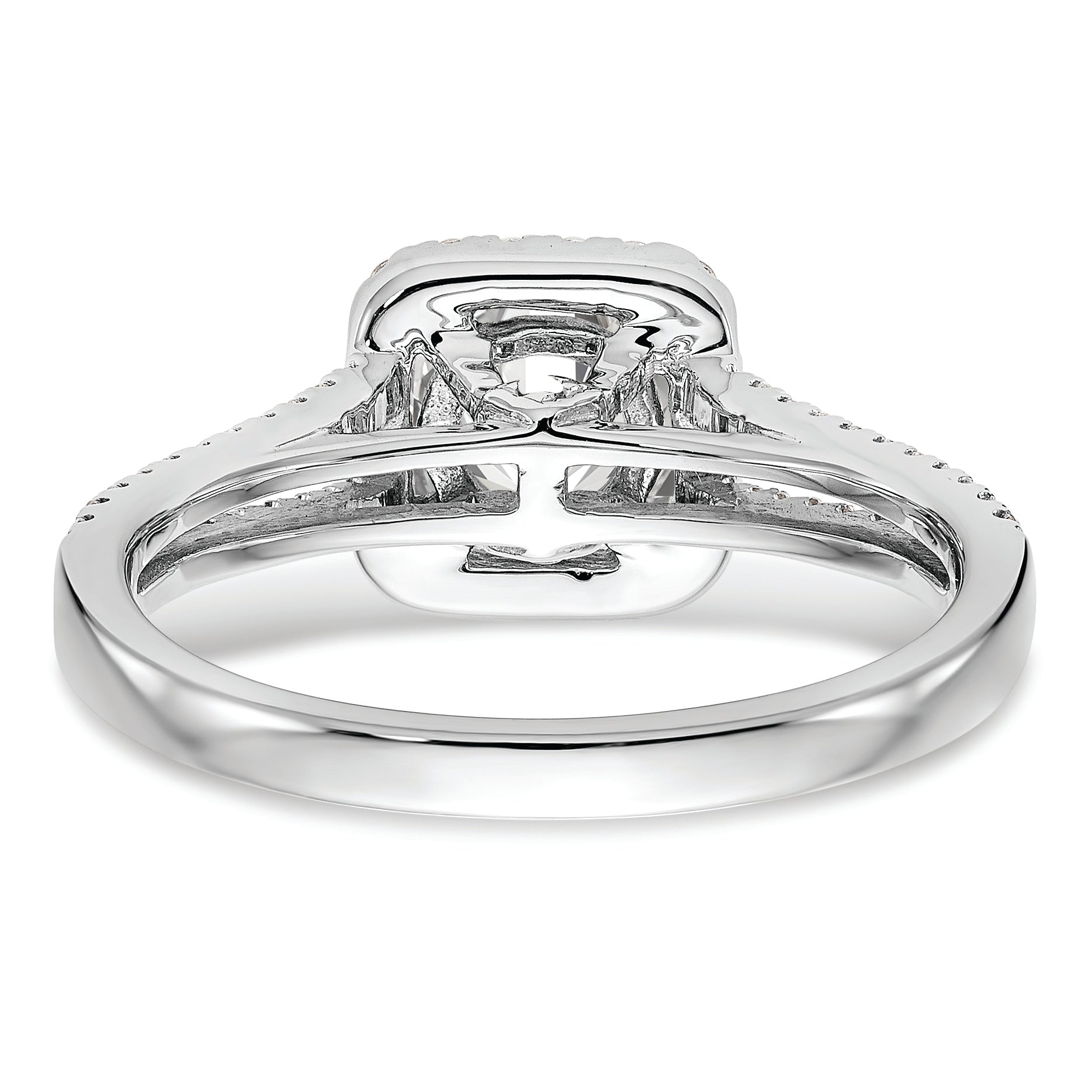 14K White Gold Halo Plus (Holds 1.25 carat (6.00mm) Cushion Center) 1/3 carat Diamond Semi-Mount Engagement Ring