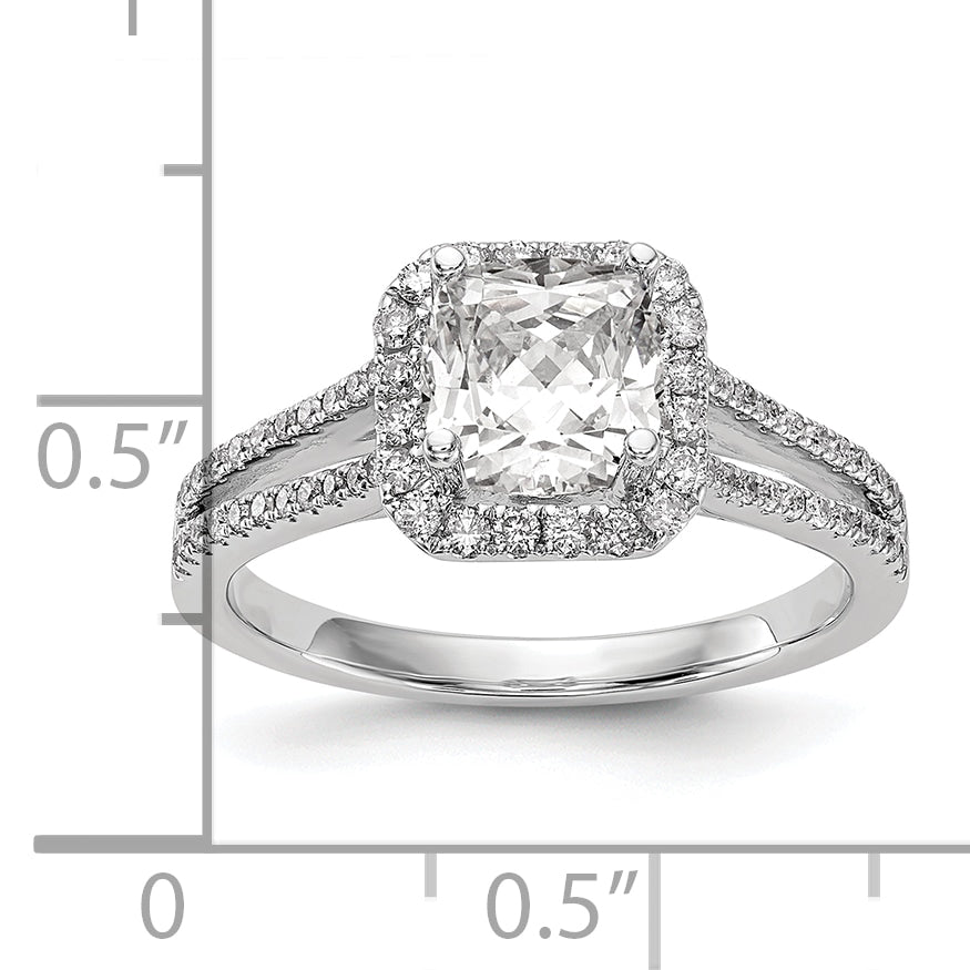 14K White Gold Halo Plus (Holds 1.25 carat (6.00mm) Cushion Center) 1/3 carat Diamond Semi-Mount Engagement Ring