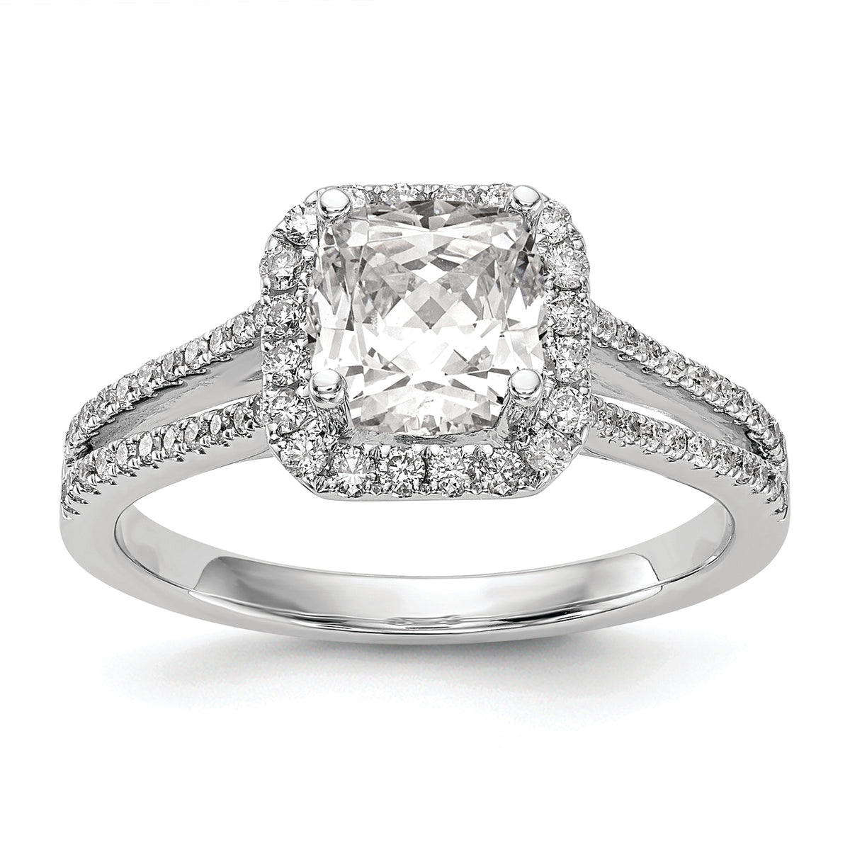 14K White Gold Halo Plus (Holds 1.25 carat (6.00mm) Cushion Center) 1/3 carat Diamond Semi-Mount Engagement Ring