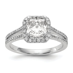 14K White Gold Halo Plus (Holds 1.25 carat (6.00mm) Cushion Center) 1/3 carat Diamond Semi-Mount Engagement Ring