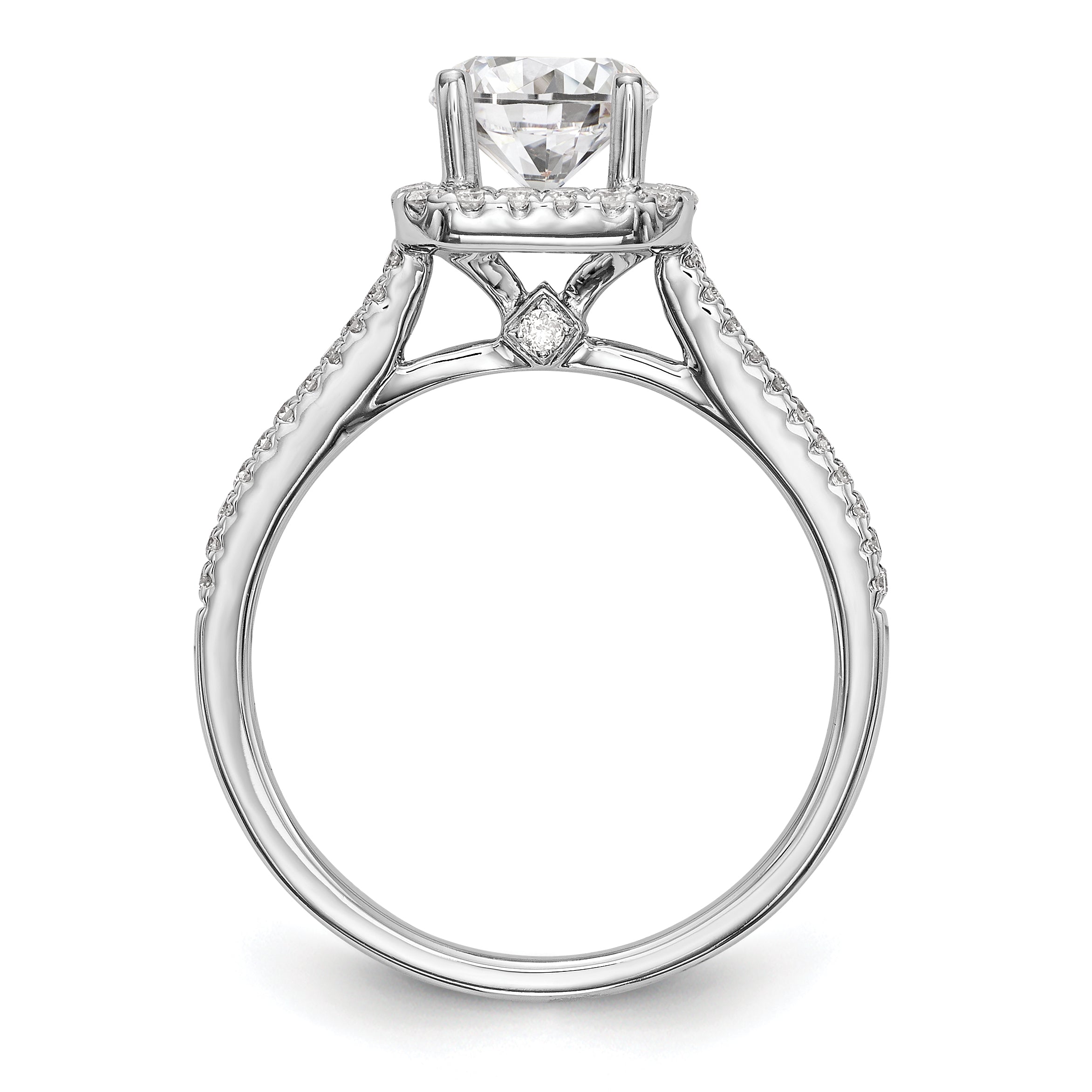 14K White Gold Diamond Cushion Semi-Mount Cushion Halo Engagement Ring