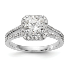 14K White Gold Diamond Cushion Semi-Mount Cushion Halo Engagement Ring