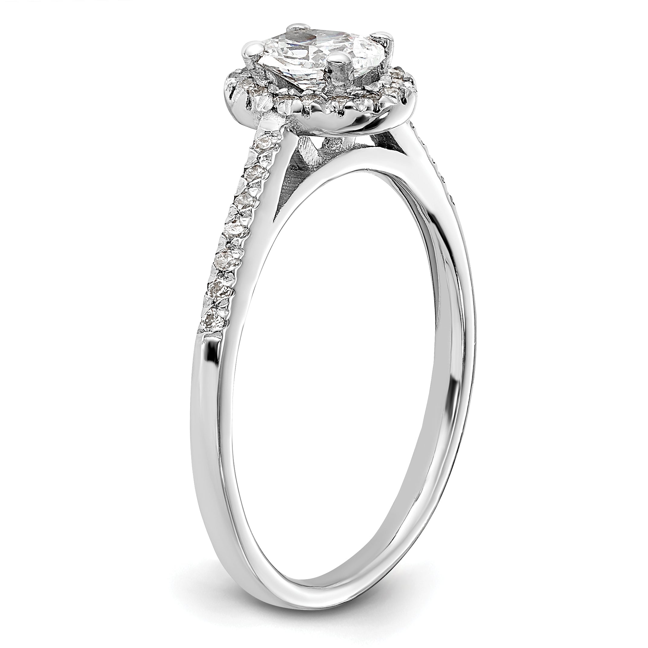 14K White Gold Lab Grown Diamond Oval Halo Complete Engagement Ring