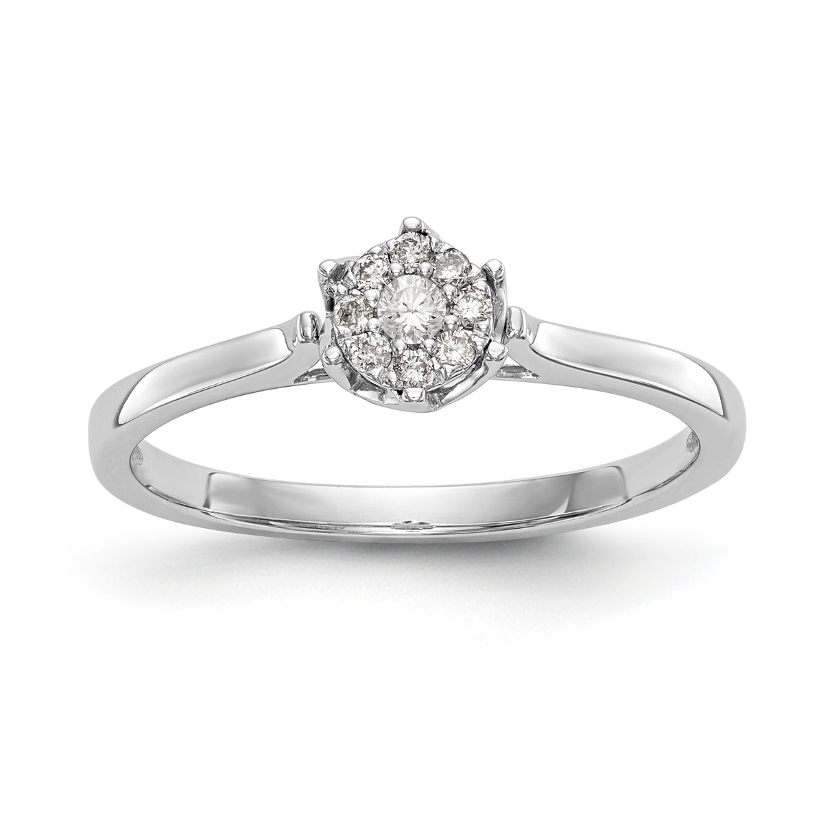 14K White Gold Complete Diamond Cluster Engagement Ring