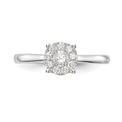 14K White Gold Halo Cluster 1/3 carat Diamond Complete Engagement Ring