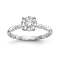 14K White Gold Halo Cluster 1/3 carat Diamond Complete Engagement Ring