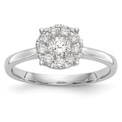 14K White Gold Halo Cluster 1/2 carat Diamond Complete Engagement Ring