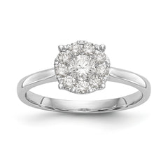 14K White Gold Halo Cluster 1/2 carat Diamond Complete Engagement Ring