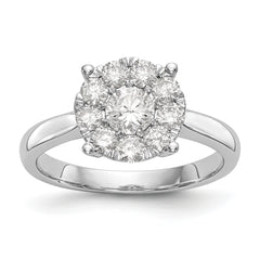 14K White Gold Halo Cluster 1 carat Diamond Complete Engagement Ring