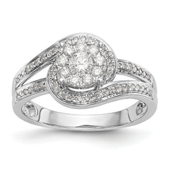 14K White Gold Complete Diamond Cluster Engagement Ring