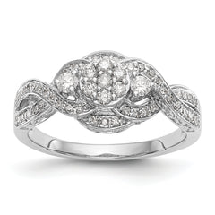 14K White Gold Complete Diamond Cluster Engagement Ring