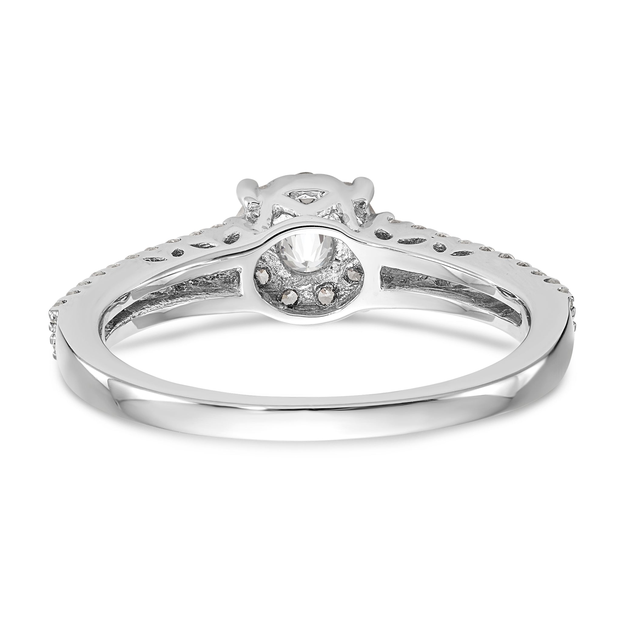 14K White Gold Halo Cluster 1/2 carat Diamond Complete Engagement Ring