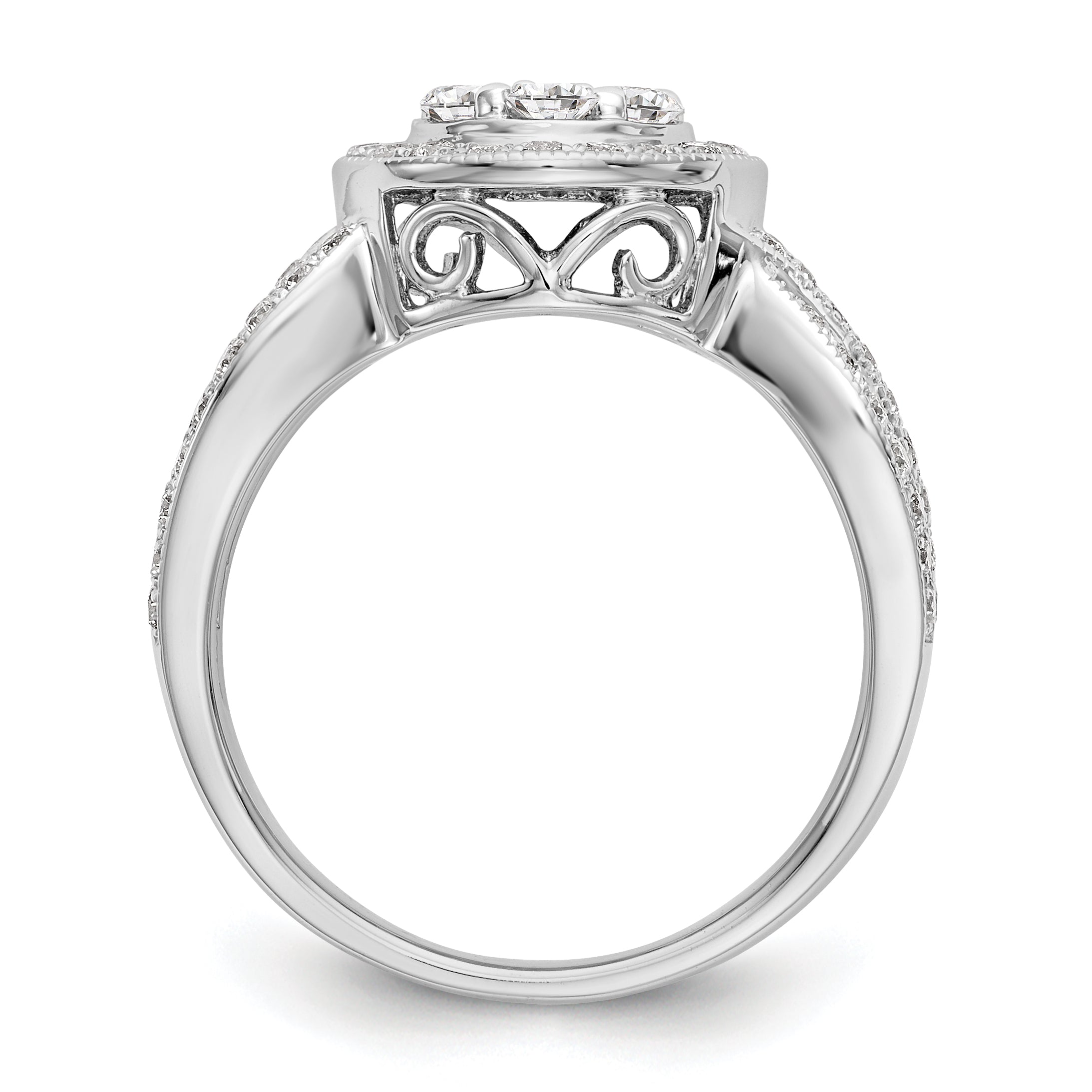 14K White Gold Complete Diamond Cluster Engagement Ring