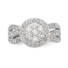 14K White Gold Complete Diamond Cluster Engagement Ring