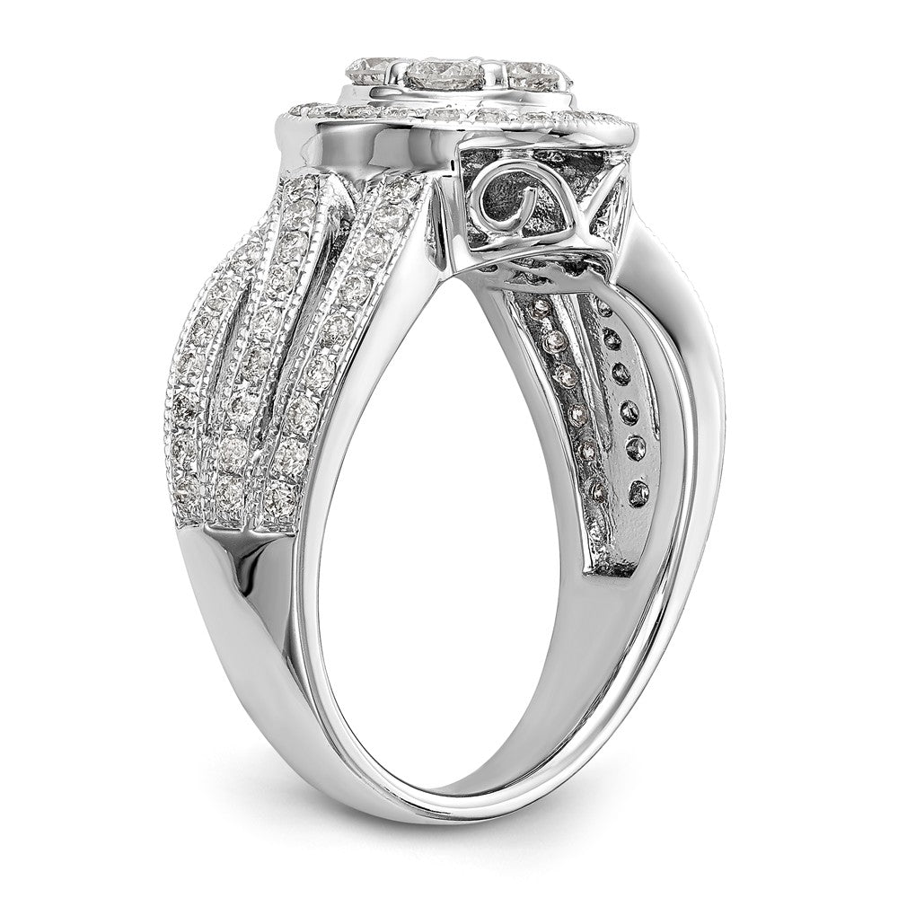 14K White Gold Complete Diamond Cluster Engagement Ring