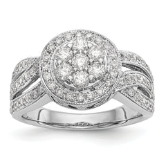 14K White Gold Complete Diamond Cluster Engagement Ring