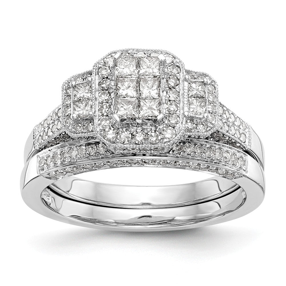 14K White Gold Complete Diamond Cluster Engagement Ring