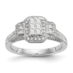 14K White Gold Complete Diamond Cluster Engagement Ring