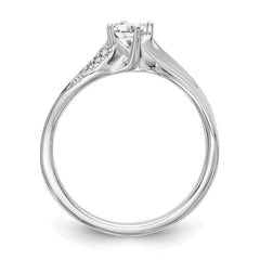 14K White Gold By-Pass (Holds 1/4 carat (4.1mm) Round Center) .03 carat Diamond Semi-mount Engagement Ring