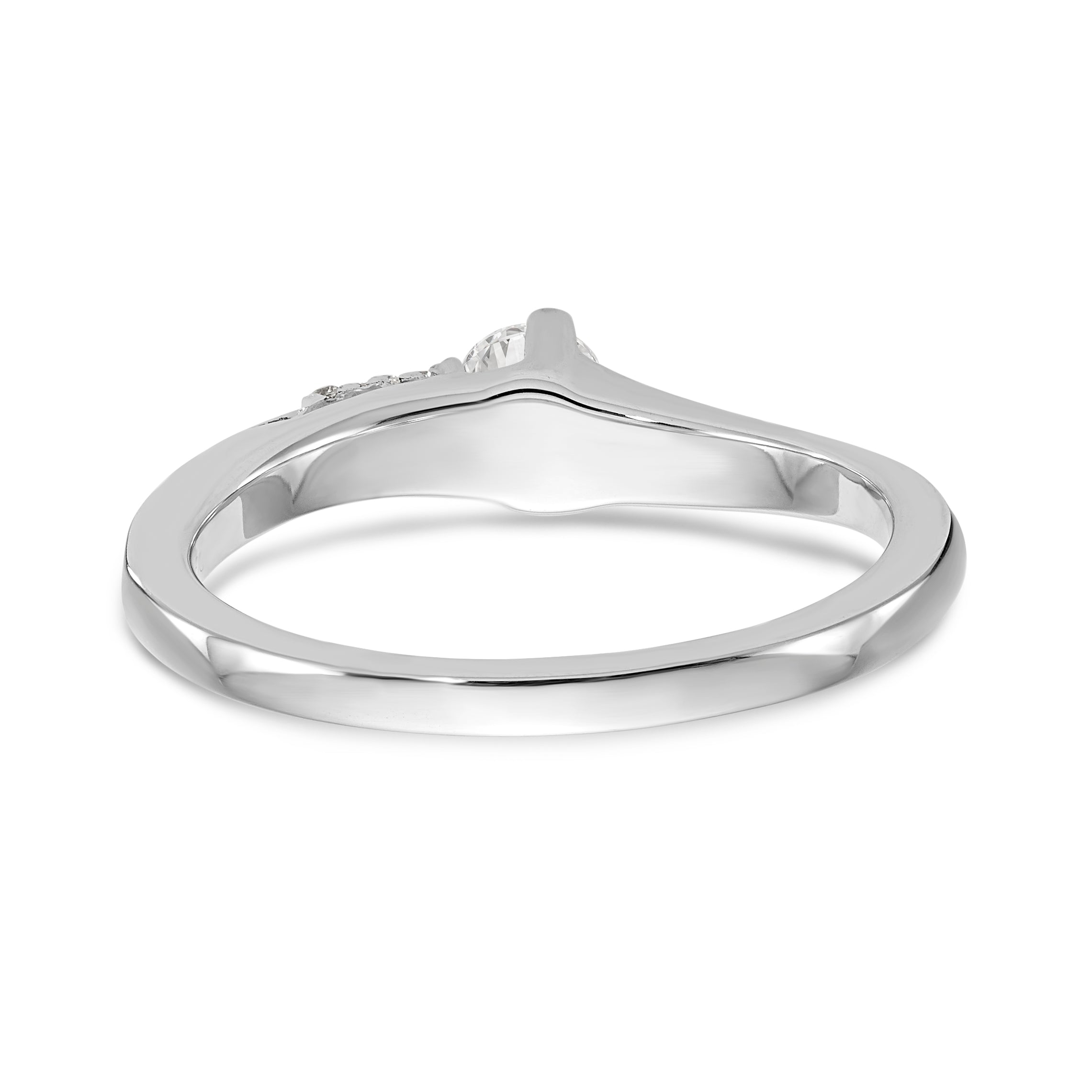 14K White Gold By-Pass (Holds 1/4 carat (4.1mm) Round Center) .03 carat Diamond Semi-mount Engagement Ring