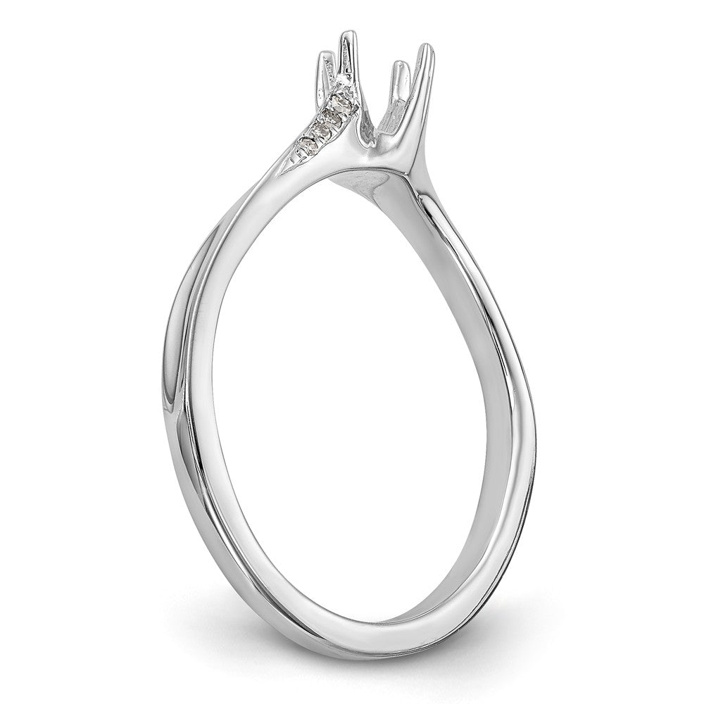 14K White Gold By-Pass (Holds 1/4 carat (4.1mm) Round Center) .03 carat Diamond Semi-mount Engagement Ring