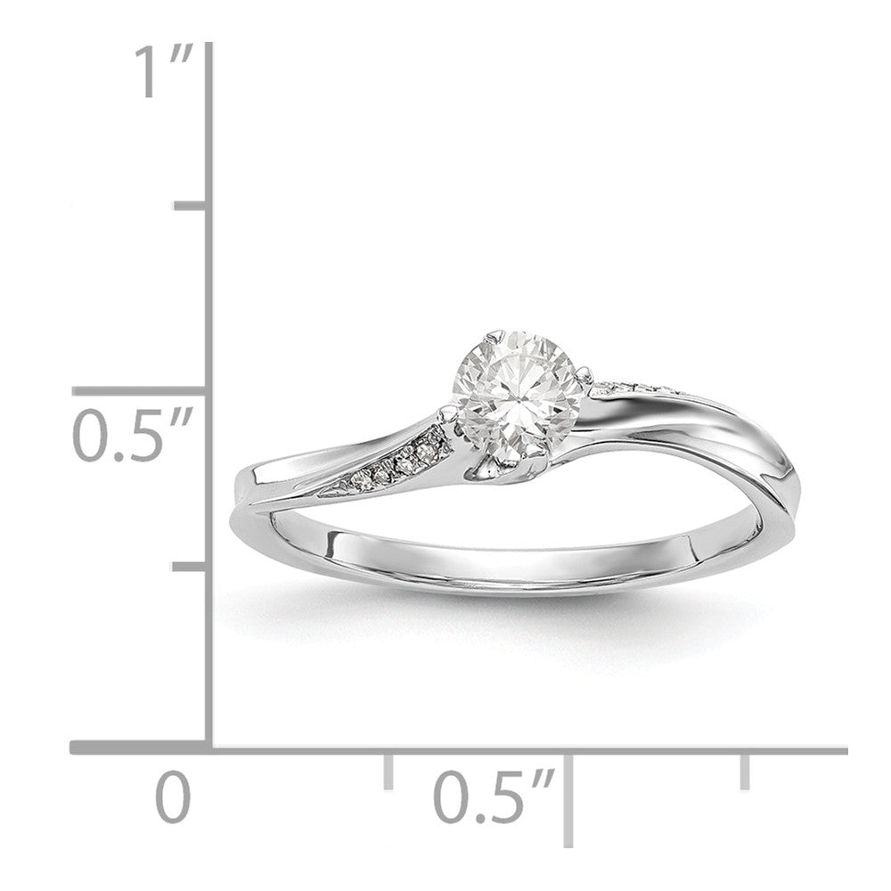 14K White Gold Diamond Round Semi-mount By-Pass Engagement Ring