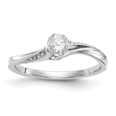 14K White Gold By-Pass (Holds 1/4 carat (4.1mm) Round Center) .03 carat Diamond Semi-mount Engagement Ring