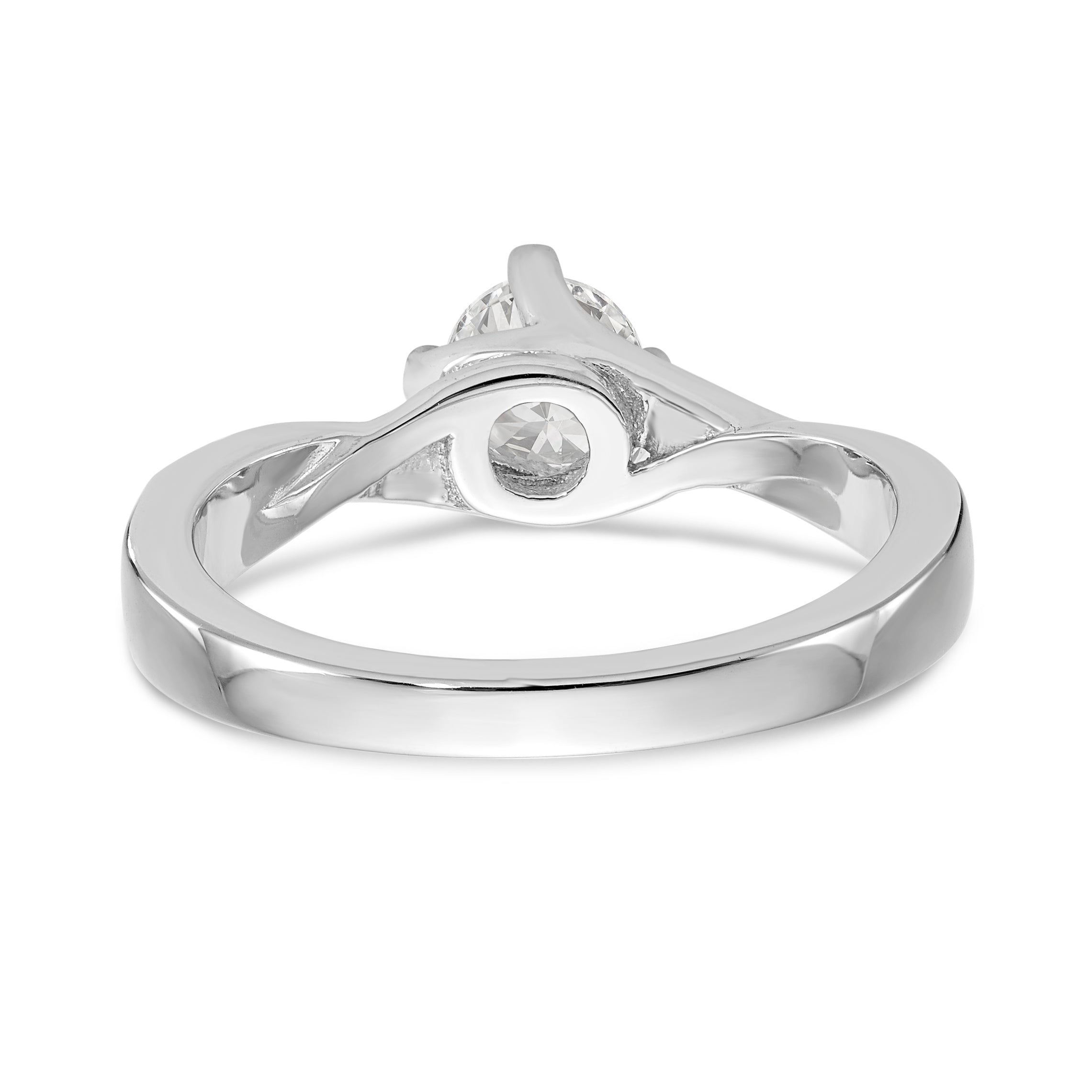 14K White Gold By-Pass (Holds 1/2 carat (5.00mm) Round Center) 1/10 carat Diamond Semi-mount Engagement Ring