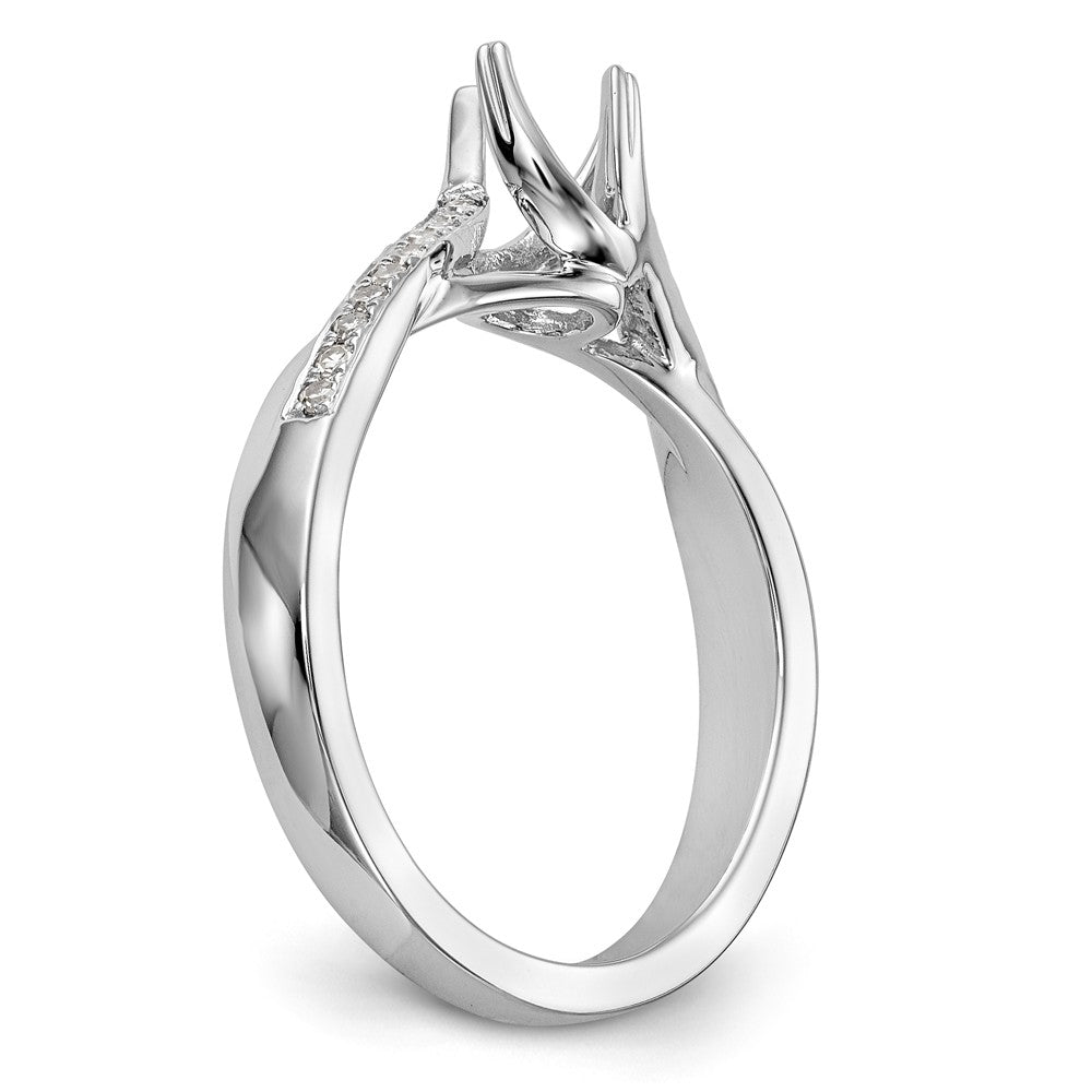 14K White Gold By-Pass (Holds 1/2 carat (5.00mm) Round Center) 1/10 carat Diamond Semi-mount Engagement Ring