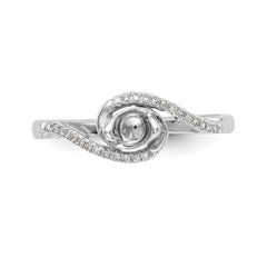 14K White Gold By-Pass (Holds 1/6 carat (3.6mm) Round Center) 1/15 carat Diamond Semi-mount Engagement Ring