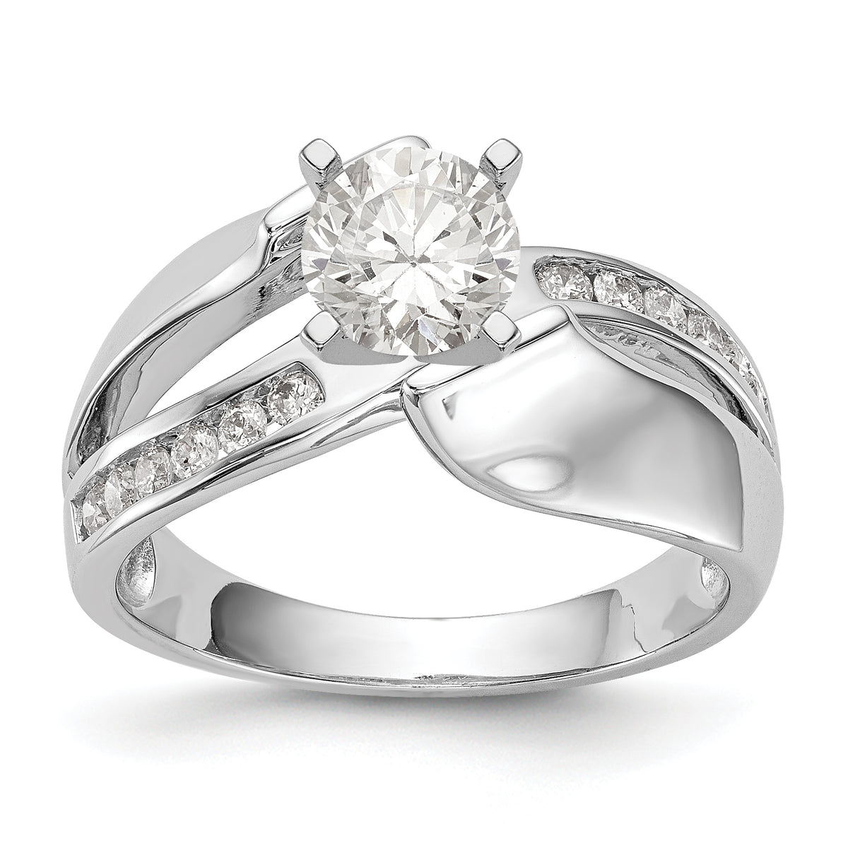 14K White Gold By-Pass Peg Set 1/5 carat Diamond Semi-mount Engagement Ring