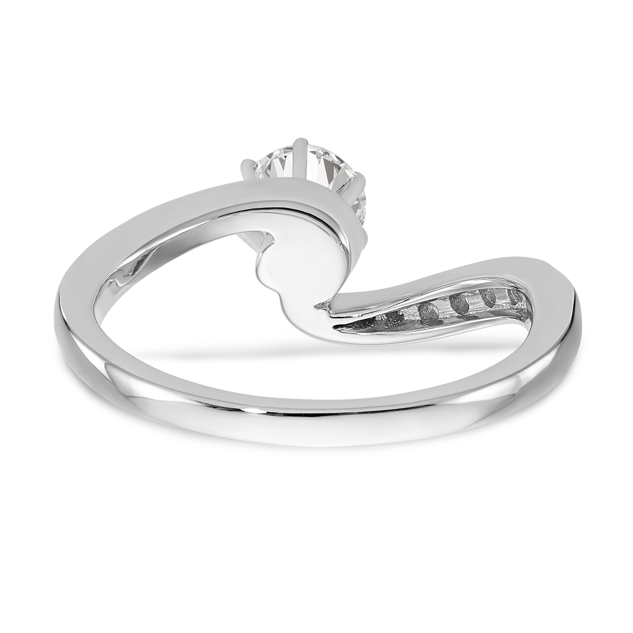 14KWhite Gold By-Pass Peg Set 1/6 carat Diamond Semi-Mount Engagement Ring