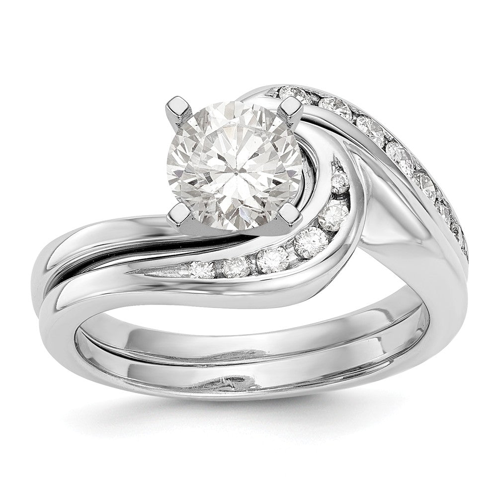 14K White Gold Peg Set Diamond Semi-Mount Engagement Ring