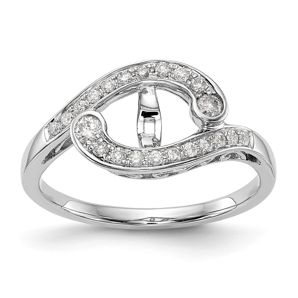 14K White Gold Peg Set Diamond Semi-mount By-Pass Engagement Ring