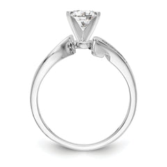 14K White Gold By-Pass Peg Set 1/8 carat Baguette Diamond Semi-mount Engagement Ring