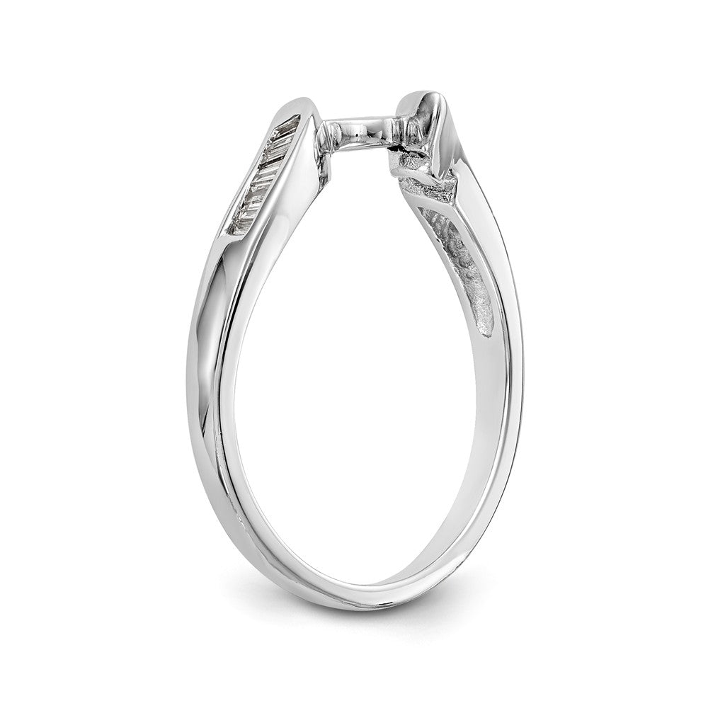 14K White Gold By-Pass Peg Set 1/8 carat Baguette Diamond Semi-mount Engagement Ring