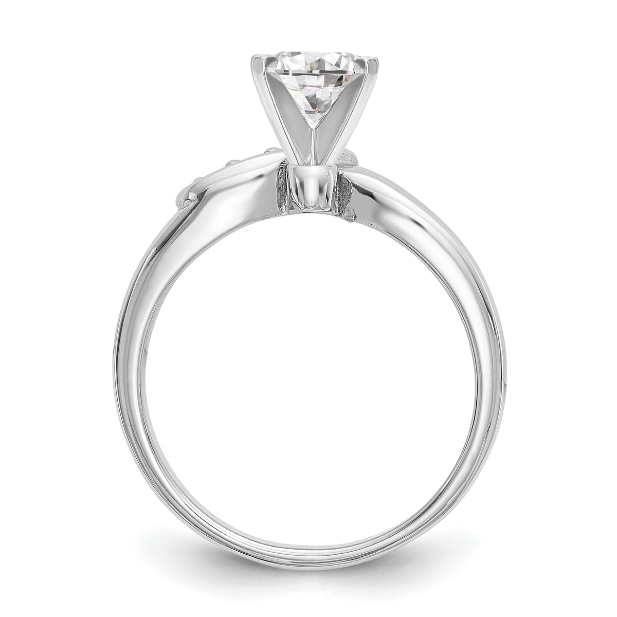 14K White Gold By-Pass Peg Set 1/20 carat Diamond Semi-mount Engagement Ring