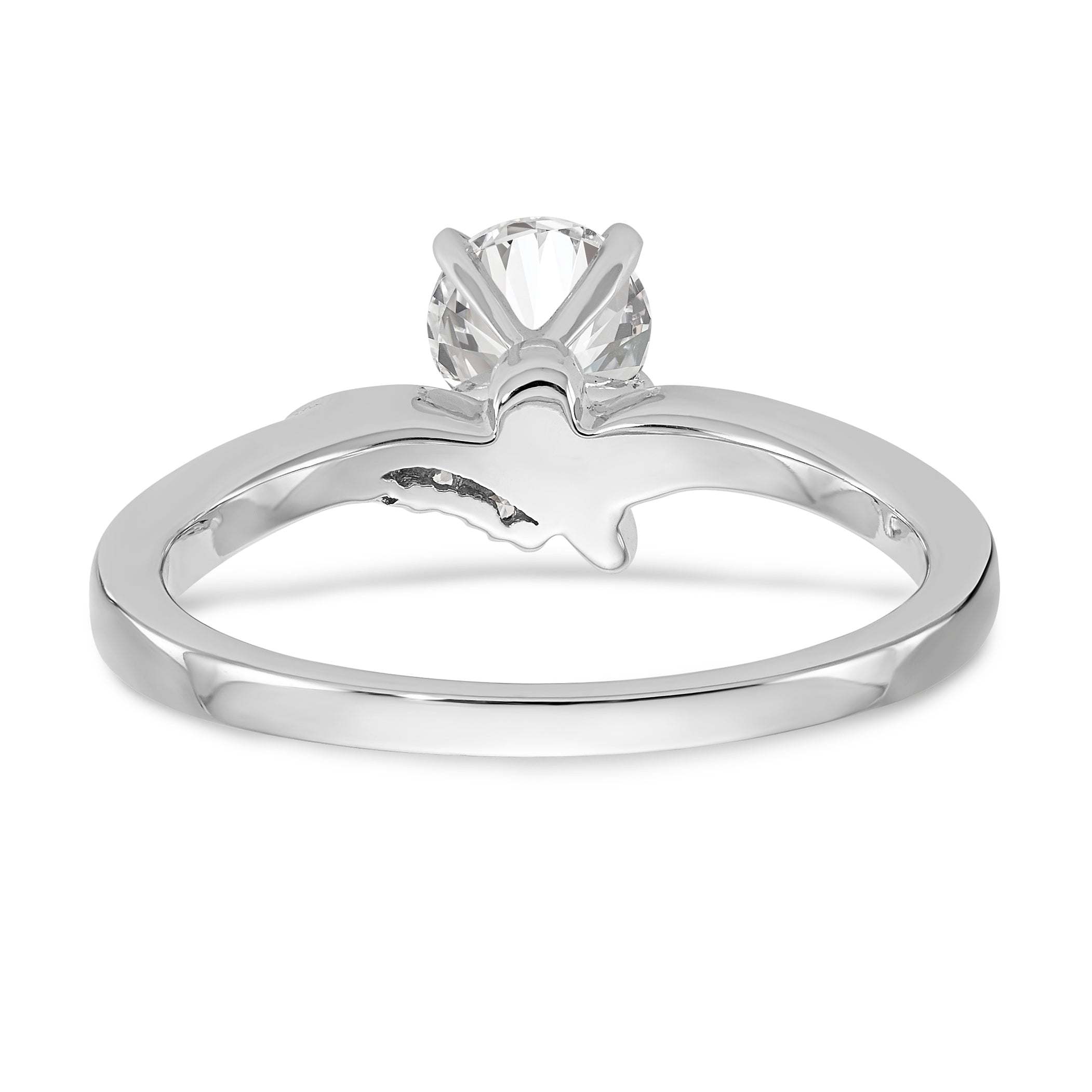 14K White Gold By-Pass Peg Set 1/20 carat Diamond Semi-mount Engagement Ring