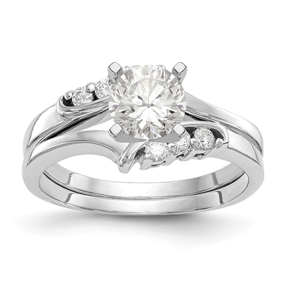 14K White Gold Peg Set Diamond Semi-mount By-Pass Engagement Ring